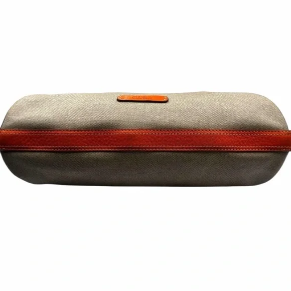 Cole Han Gray Canvas Orange Leather Barrel Satchel - Picture 12 of 16
